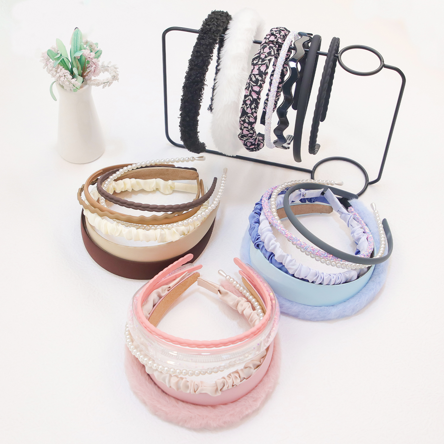 Conjunto de 7 Uds de diademas de para mujeres y niñas, diademas de perlas, diadema Simple versátil, aro para el cabello, accesorios para el cabello