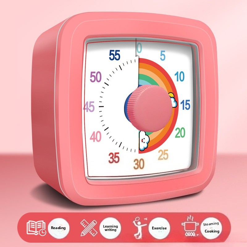 Study Timer Children 60 Minutes Countdown Silent Classroom Timer for Home and School Clock Kitchen Children's Visual Kids Tools: Red