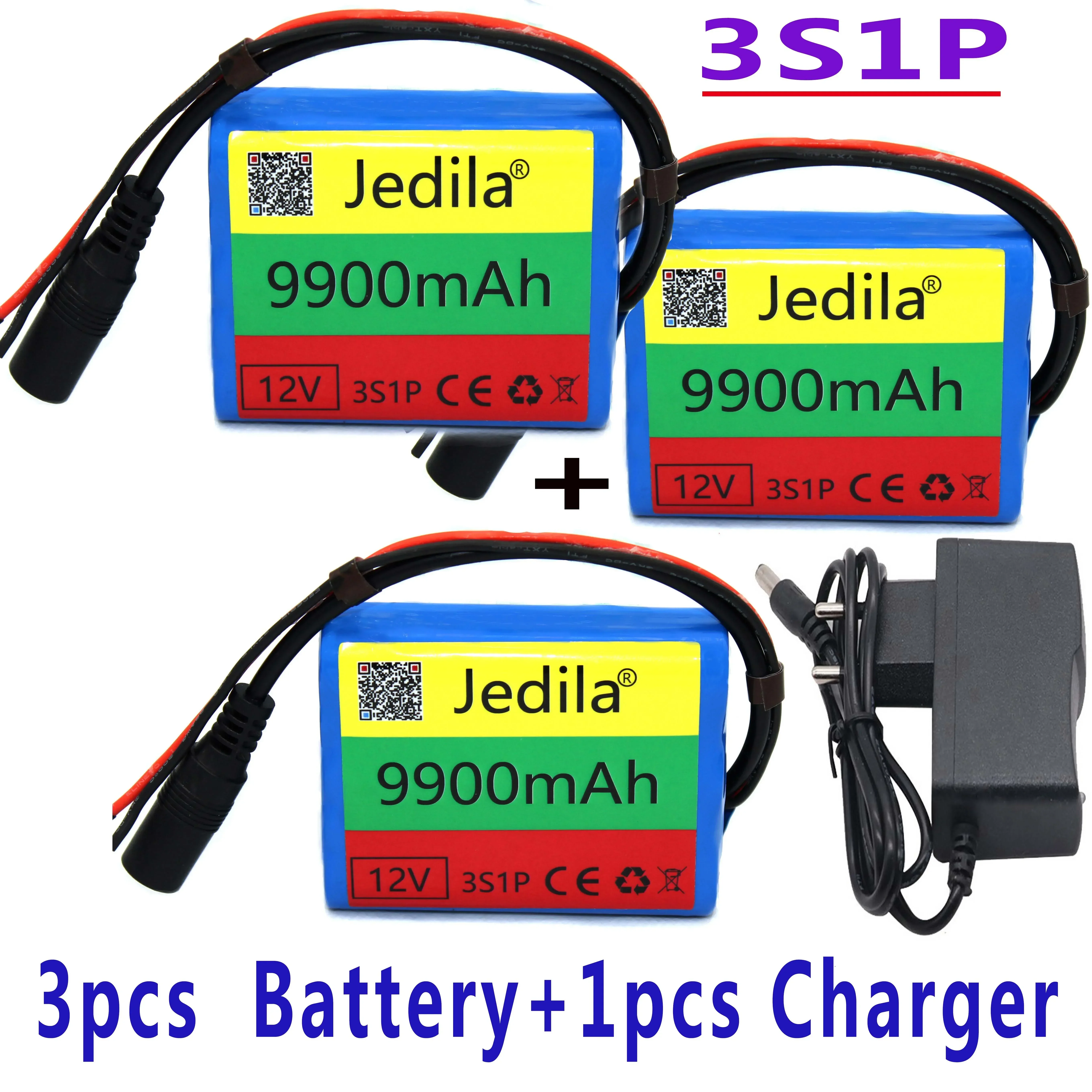 .12V.9900 mAh.3S1P.Batterie Au Lithium.18650.Batterie Au Lithium Pack Protection Conseil Rechargeable.1A Chargeur.: Yellow