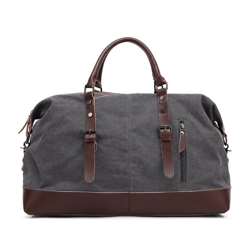 Bolso de viaje de cuero de lona para hombre, Maleta de viaje, grande, para fin de semana, triangulación de envíos: Gris