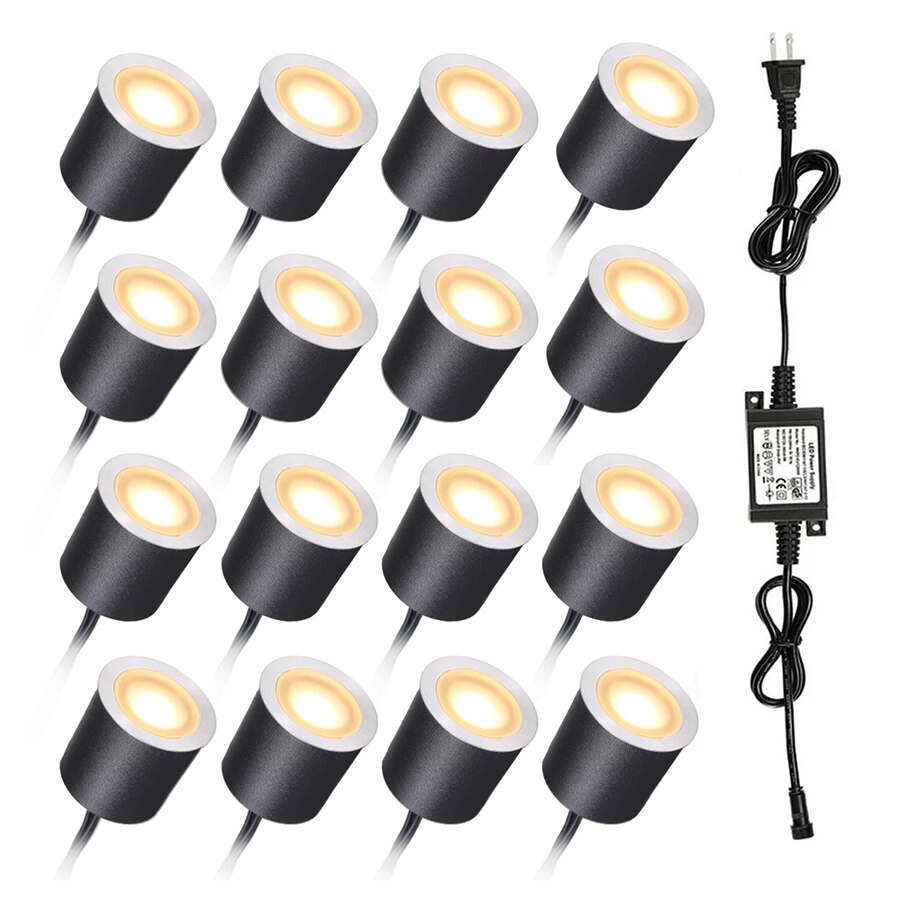 Recessed LED Deck Lights Kits 10/16 Pack Outdoor In Ground LED Deck Light Waterproof Low Voltage Landscape Step Stair Light