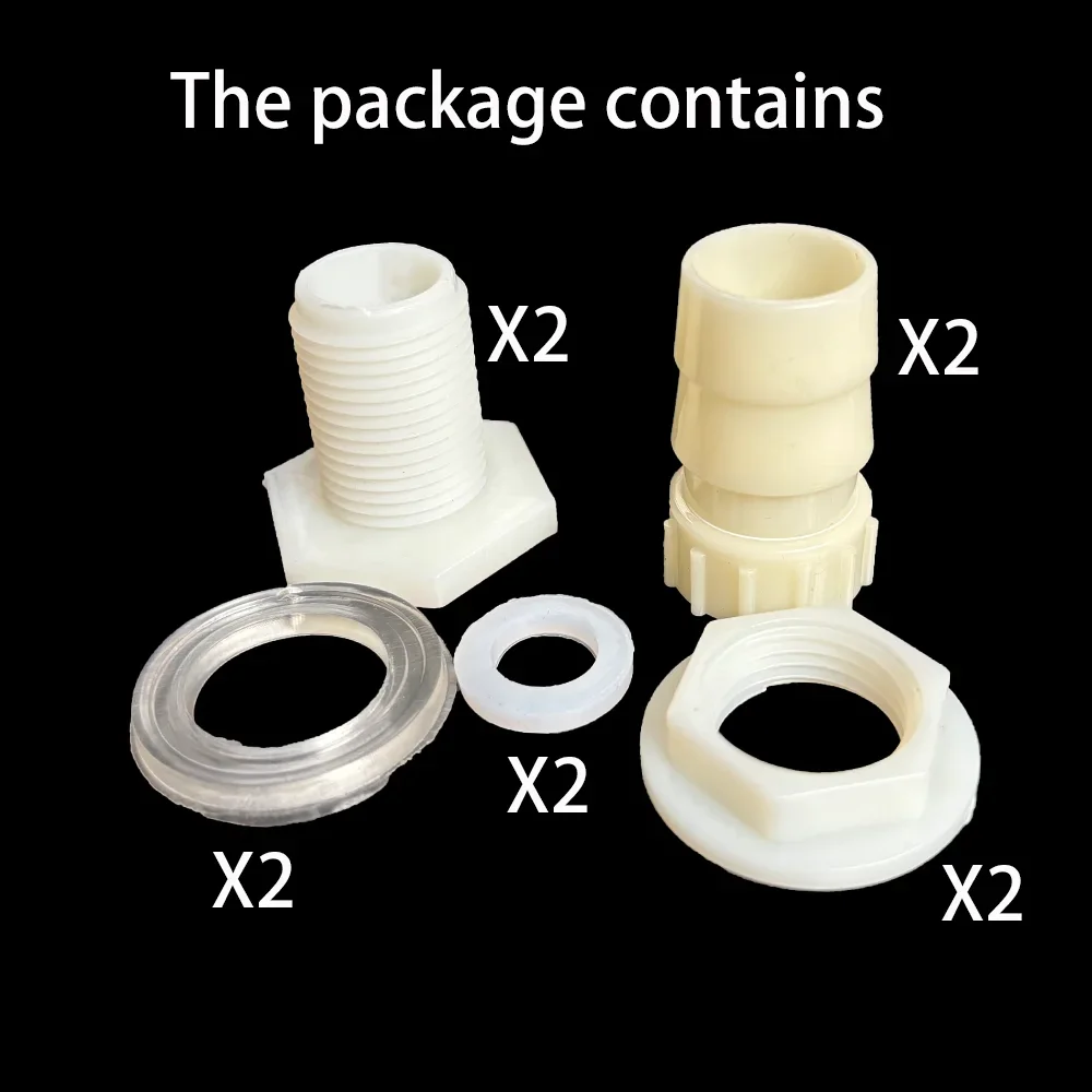 2Pcs Water Tank Hose Connector G1/2 inch DN15 Thread Outlet Plastic Poultry Pet Farming Pagoda Joint Coupling Irrigation