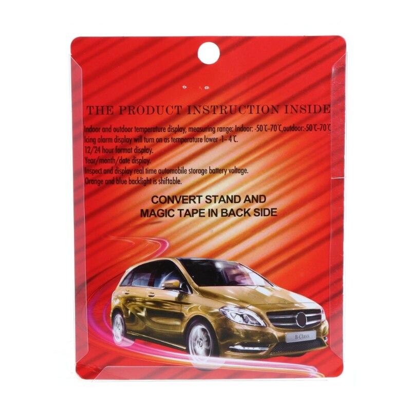 Digital LCD Uhr Auto Voltmeter Thermometer Batterie Spannung Temprerature Monitor 12 V/24 V