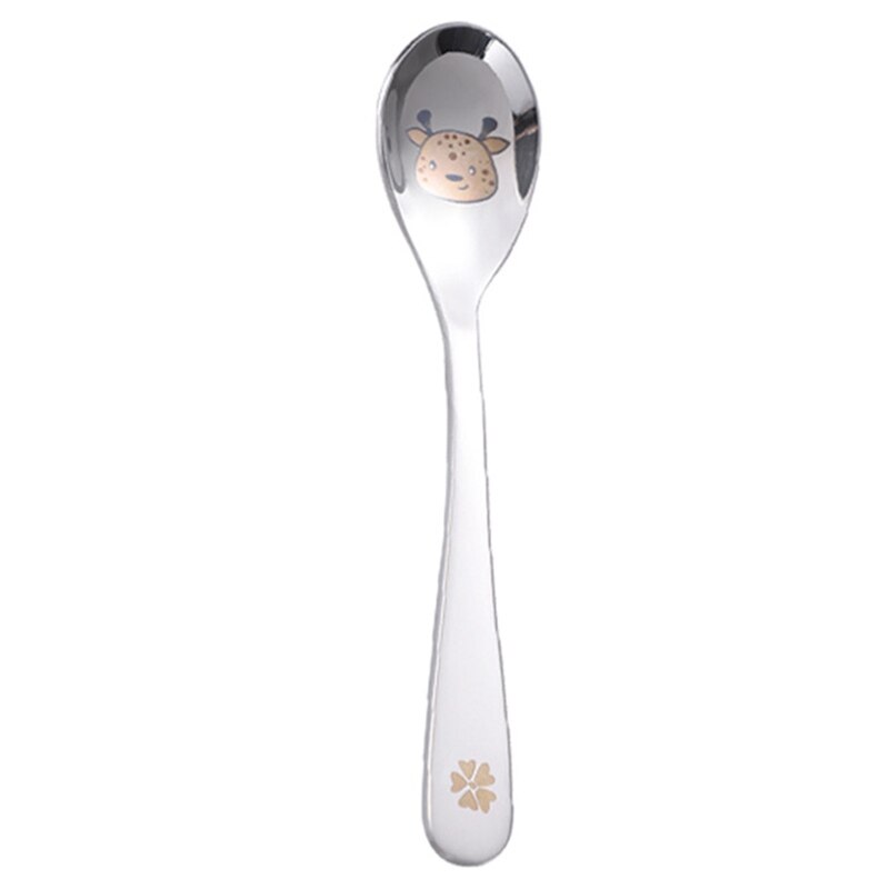 Premium Food Grade Stainless Steel Spoons Teaspoons for Home Dishwasher Safe Ergonomic Handle with Cute Animal Pattern: Deer