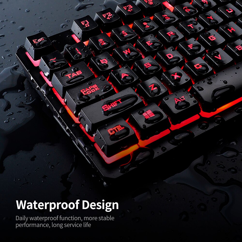 Gaming Keyboard Mouse Headset Set Wired Monochrome Backlight Keyboard Colorful LED Breathing Light Mouse Gaming Headset Combo
