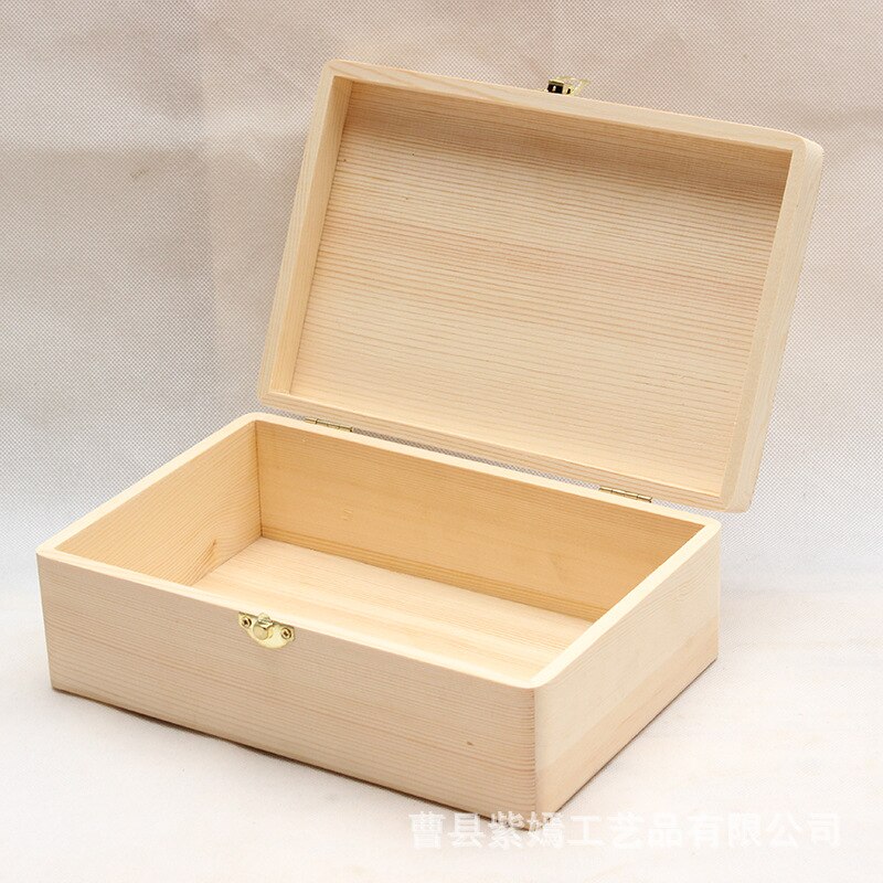 Wooden storage box wood color scottish pine rectangular flip solid wood box handmade craft jewelry box MJ1107