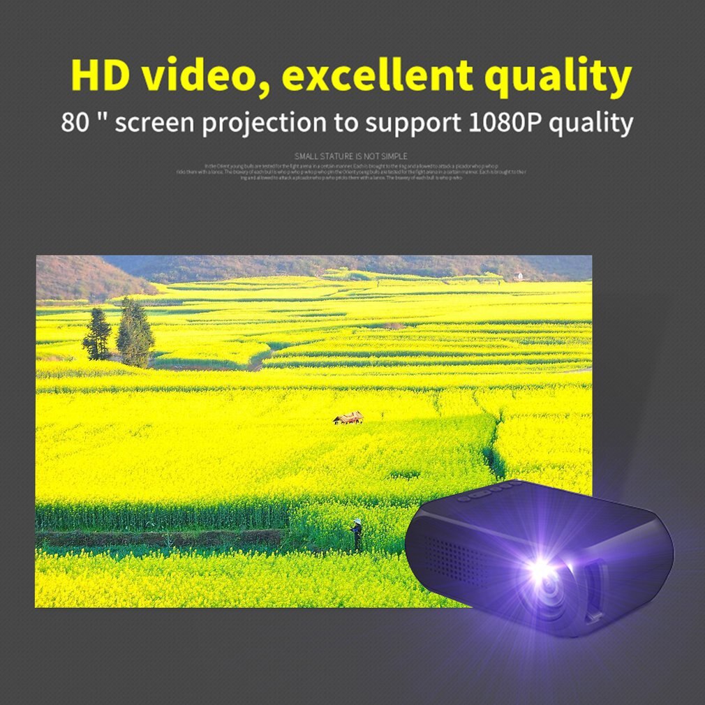 Yg320 mini-projektor til hjemmet desktop-cast fremad understøtter multimediedokumenter understøtter multisprog 1080p hjemmebiograf
