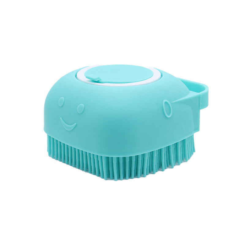 Brosse de douche en Silicone pour chien et chat, distributeur de shampoing pour animaux de compagnie, masseur, brosse de bain, salle de bain, lavage des chiots, brosse de toilettage, accessoires pour chiens: WHITE