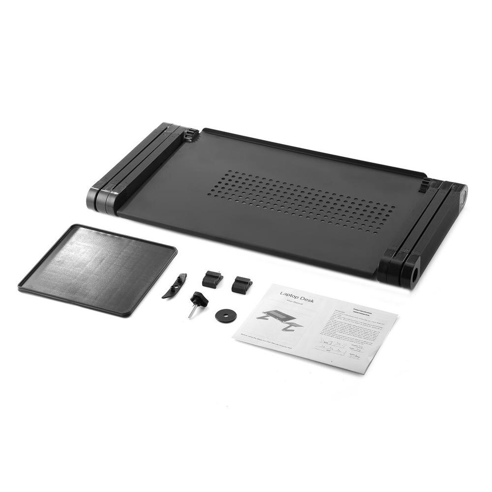 Adjustable Aluminum Alloy Laptop Desk Multifuctional Vented Foldable PC Table Stand With Mouse Pad: Default Title