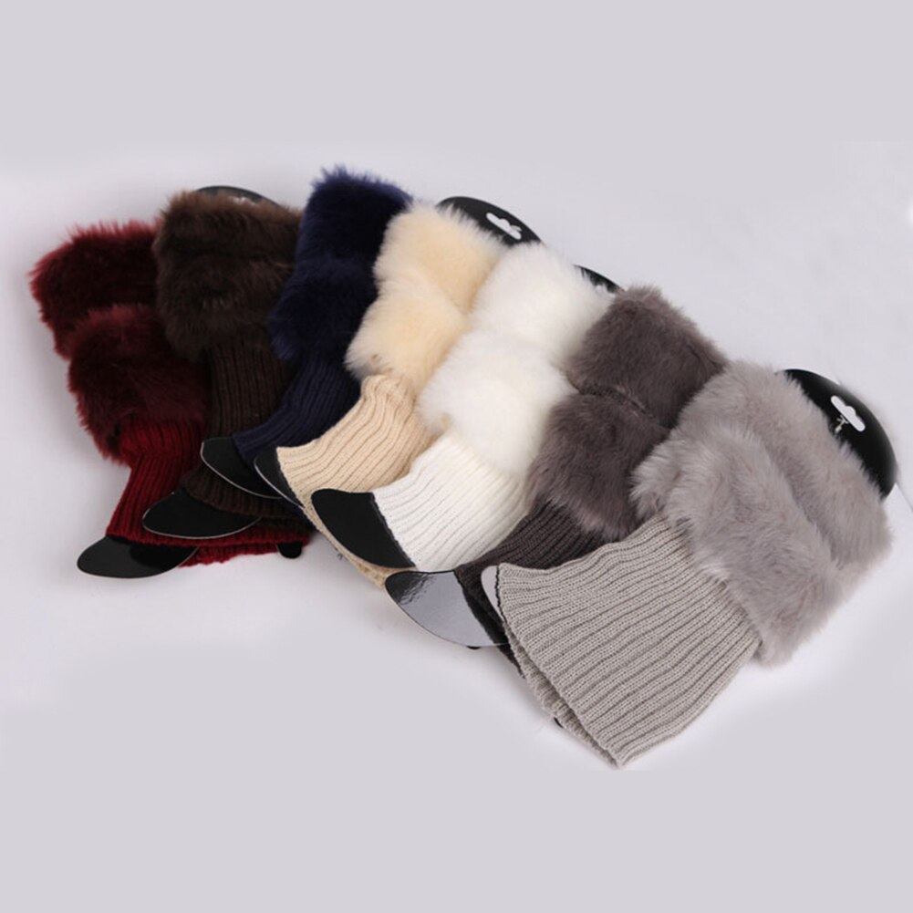 Womens Winter Knitted Boot Cuffs Fur Knit Toppers Boot Socks Legs Warmers Boots Accessories Warmer