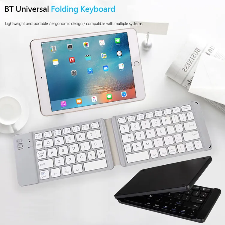 Teclado plegable inalámbrico Teclado Bluetooth plegable recargable para iPad IOS/Android/Windows Tablet