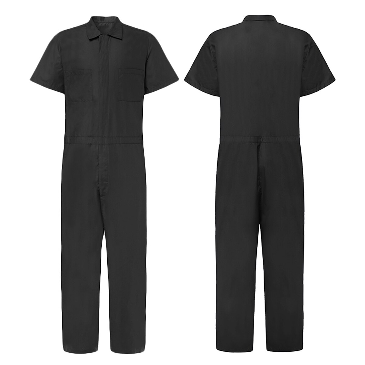 Jumpsuit til mænd med korte ærmer basic arbejdsoverall løs cargo overalls ensfarvet afslappet joggers street wear bukser jumpsuit: Xxxl / -en