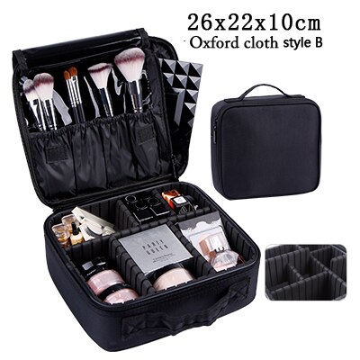 Make Up Bag Makeup Case Makeup Organizer Bolso Mujer Cosmetic Case Large Capacity Storage Bag: Black Mini 2 layer B