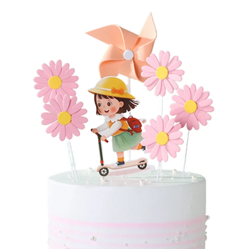 1/5 stk. kagetopper marguerit blomst sløjfe kageplugin cupcake dessertdekoration bagetilbehør fødselsdag babyshower festdekoration