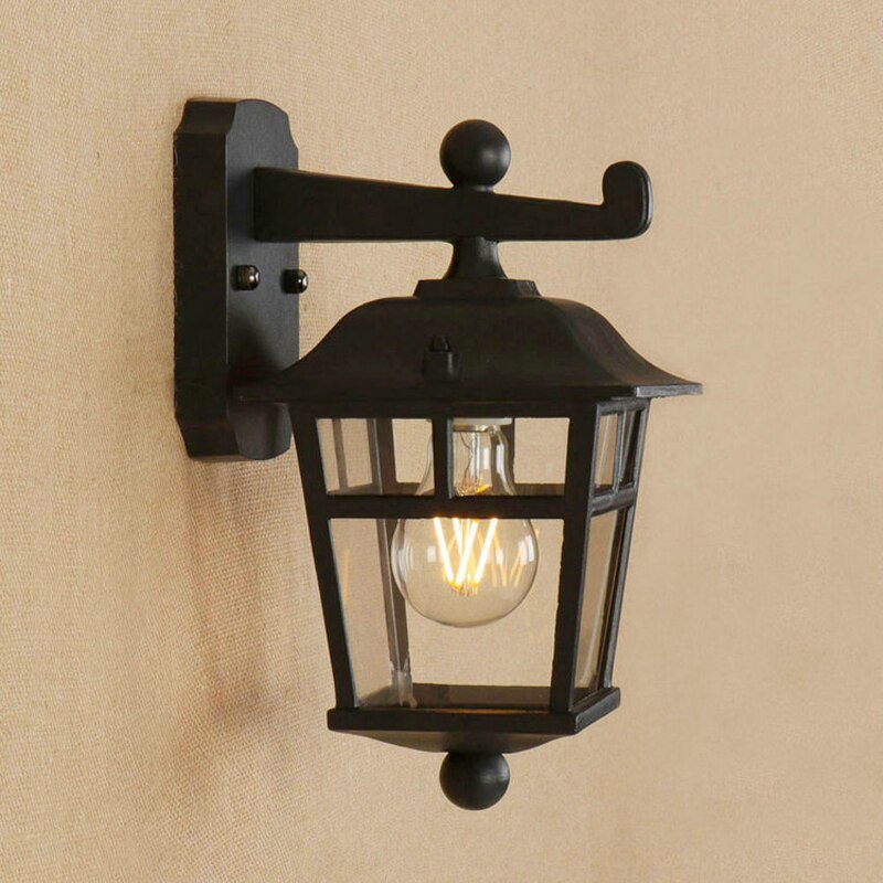 Utomhus loft retro vägglampa café dekoration smidesjärn enhuvud utomhus korridor gång glas vattentät vägglampa