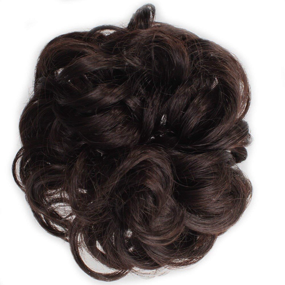 BESTUNG-moño de pelo rizado con banda de goma para mujer, pelo sintético ondulado, peluquín con forma de dona
