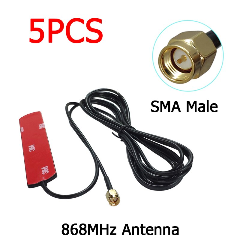 Gsm Antenne 868 Mhz 915Mhz Gelijmd Strip 868 M Patch Antenne Sma-Male Connector Antenne 3 Meter Kabel 868 Mhz 915 Iot Antena Antenne: 5PCS M