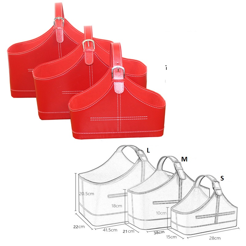 Förvaringskorg i imiterat pu-läder, bärbar förvaringskorg för frukt