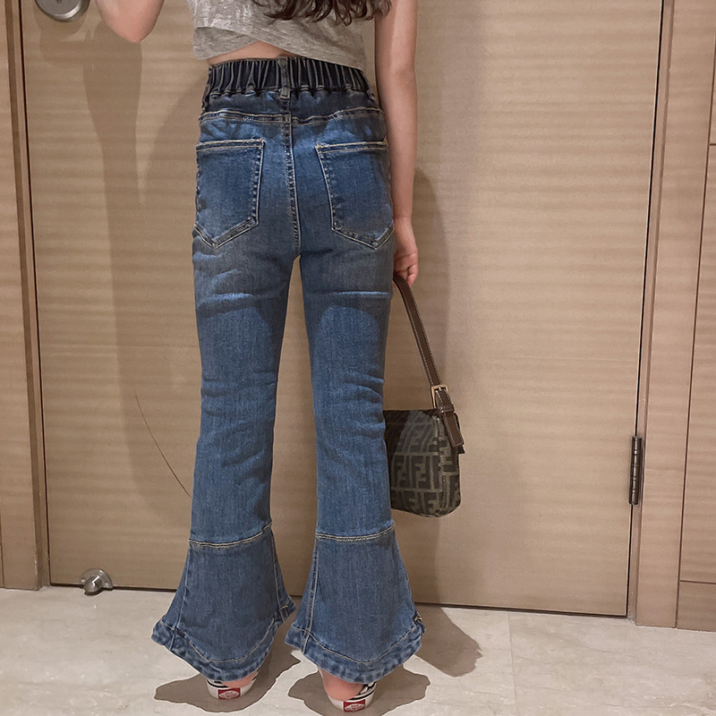 Pantalones vaqueros ajustados para niñas adolescentes, Jeans sólidos Retro informales para niños pequeños, pantalones de corte de bota, 12, 14 y 16 años, novedad de Primavera de 2022