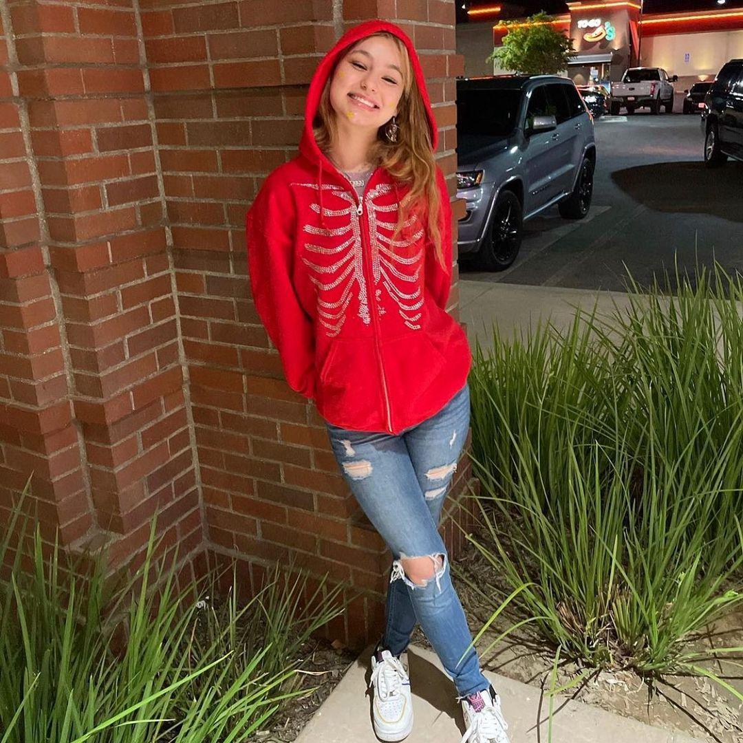 Women Hooded Sweater, Adults Skeleton Print Long Sleeve Zipper Cardigan with Pocket, Drawstring: M / Red