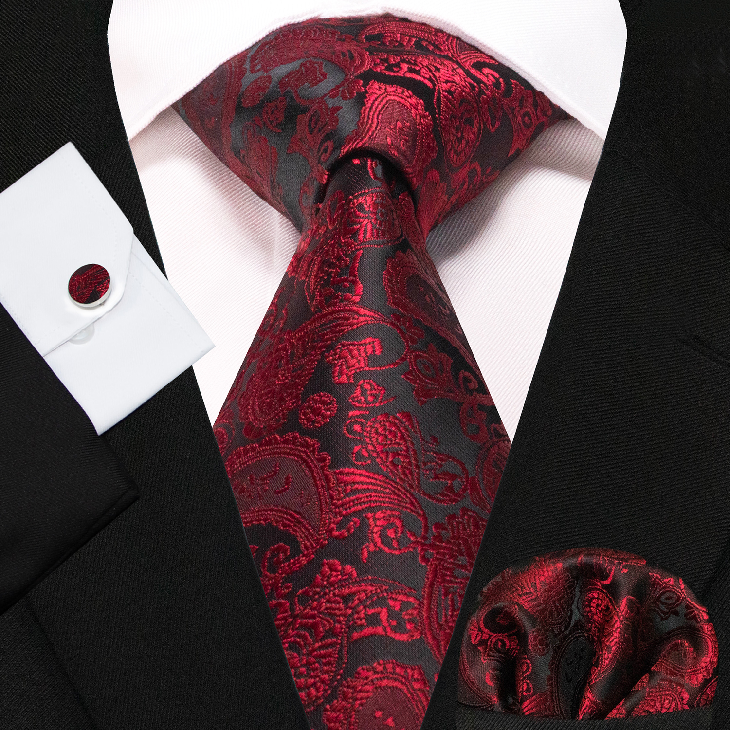 Corbatas de Cachemira azul y verde para hombre, corbata de seda de lujo de 8cm de ancho, gemelos cuadrados de bolsillo, conjunto de clips de corbata, de Navidad para hombre