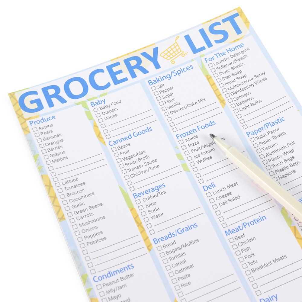 Grocery List Magnet Pad for Fridge Magnetic Notepad with 28 Page 7x10” Printed Shopping List Items and Grocery Notepad
