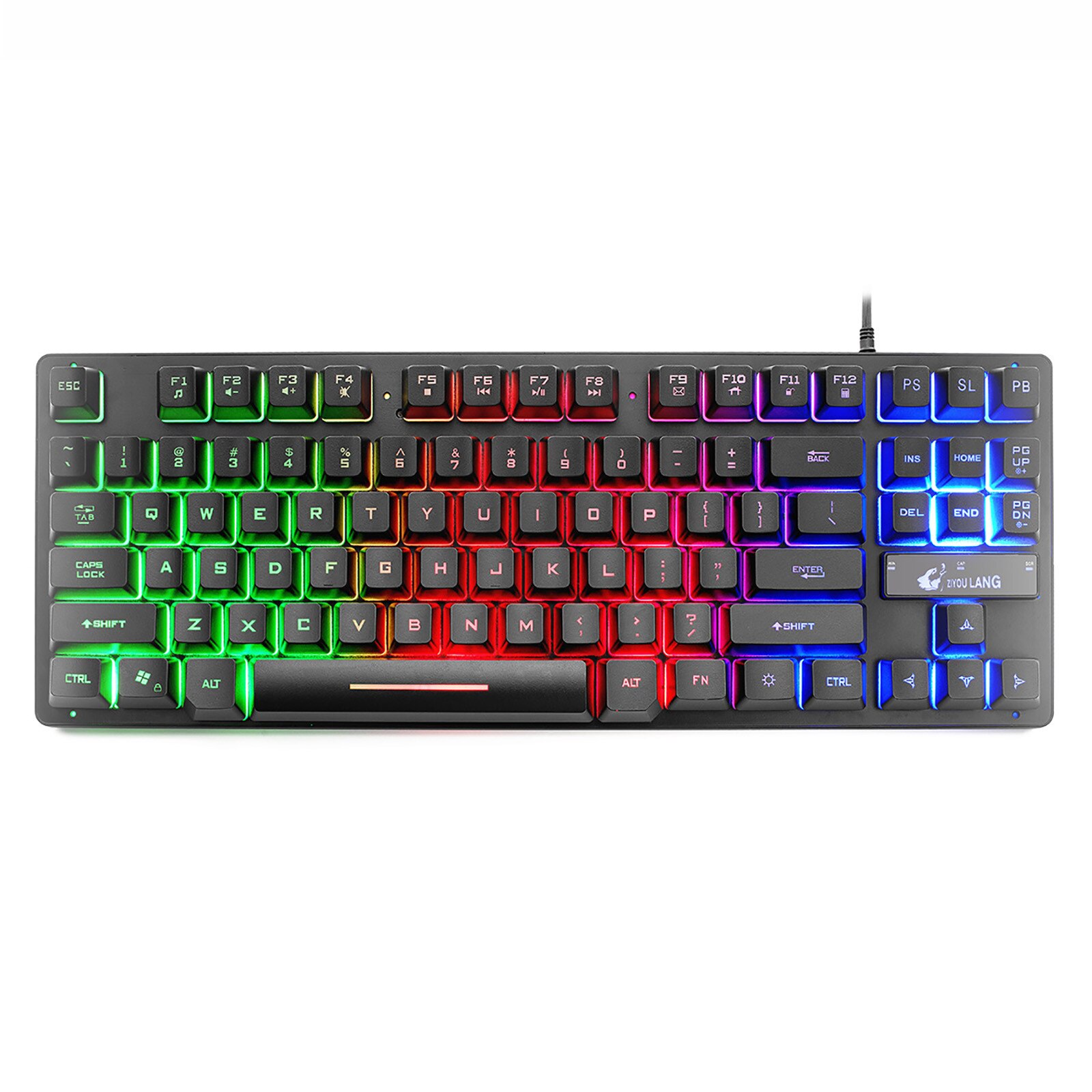 K16 Wired Game keyboard 87keys w/ Retro-illuminated LED Waterproof Ergonomic Anti-Ghosting Game Keyboard for Office: Default Title