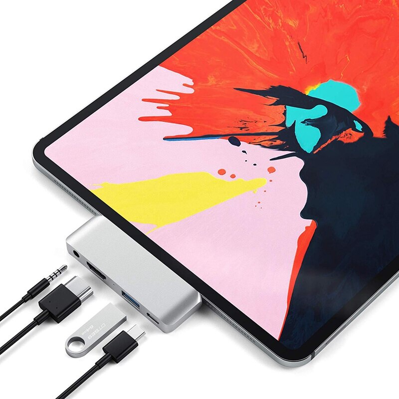 USB3.1 adapter typu C Centrum mobilny zawodowiec USB-C/PD ładowanie/4K HDMI/USB 3.1/3.5mm gniazdo słuchawkowe na 2018 iPad zawodowiec