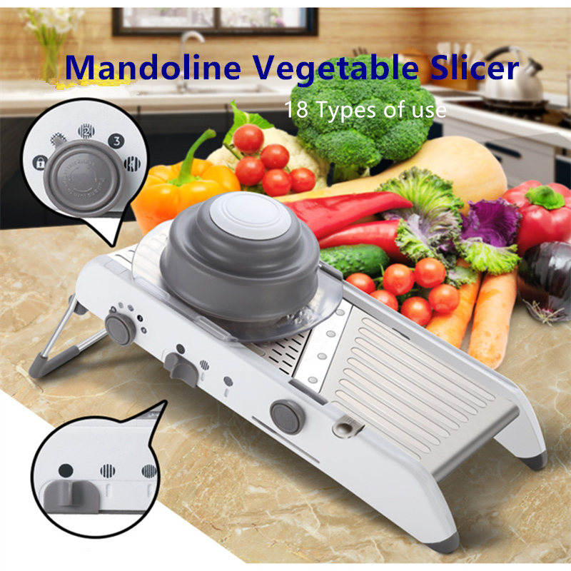 18 soort Gebruik Mandoline Groente Snijmachine Roestvrij Staal Multifunctionele Fruit Ui Aardappel Cutter Chopper Keuken Gadgets