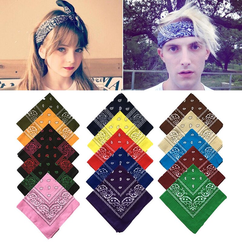 Unisex Katoen Bandana Sjaal Vierkante Bandana 55Cm * 55Cm Hoofddeksels Hip Hop Rock Meisjes Hoofddoek Hoofdbanden Haar accessoires