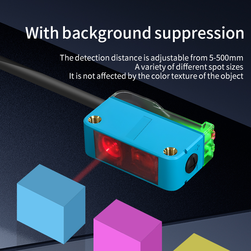 Background Suppression Infrared Photoelectric Sensor，Diffuse reflection, reflected light, lens reflection，30cm-2M，NO and NC，NPN