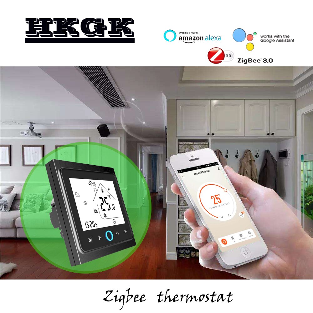zigbee heating&cooling thermostat with weekly programming, 2p 4p thermostat, control the thermostat via Alexa Google voice