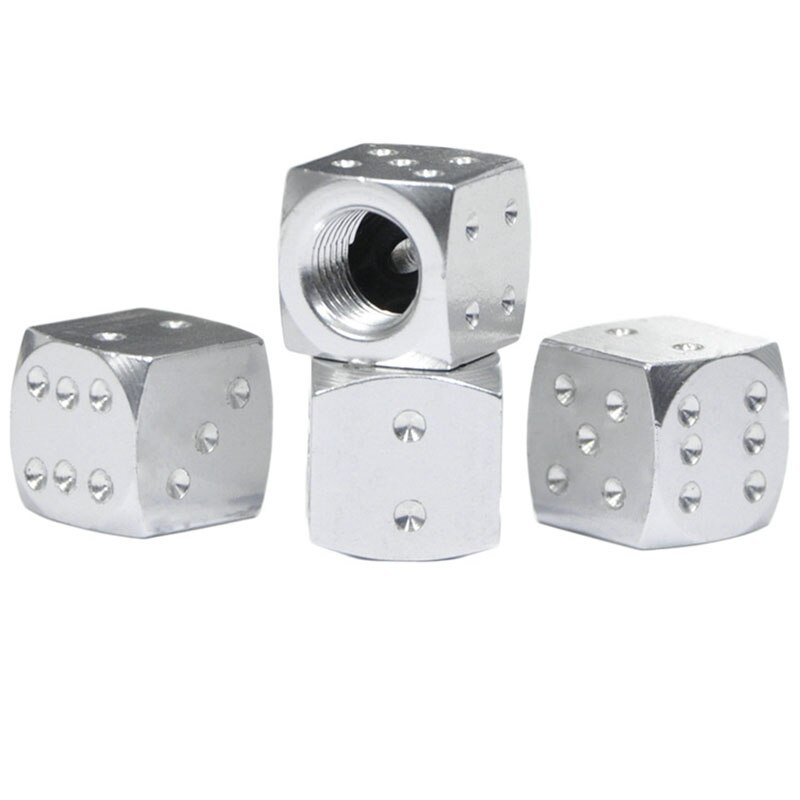 4pc 8pc Dice Valve Caps MTB Bike Tire Schrader Valve Stem Caps Car Trunk Mountain Road Bike Wheel Rims Bicycle Accessories: 4pc silver