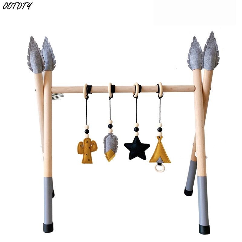 1Set Nordic Style Baby Gym Play Nursery Sensory Ring-pull Toy Wooden Frame Infant Room Toddler Clothes Rack Kids Room Decor: 6