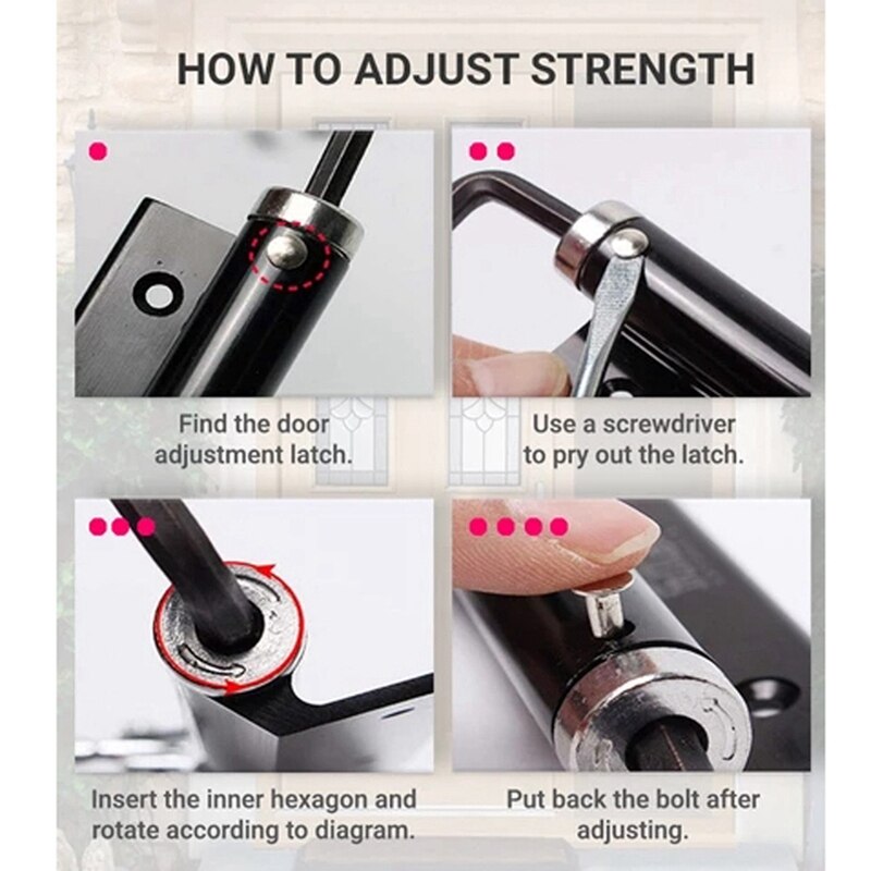 Porte automatique charnière à fermeture automatique muet facile à rebondir pas de fente poinçonnage porte libre ferme-porte, ferme-porte réglable robuste B