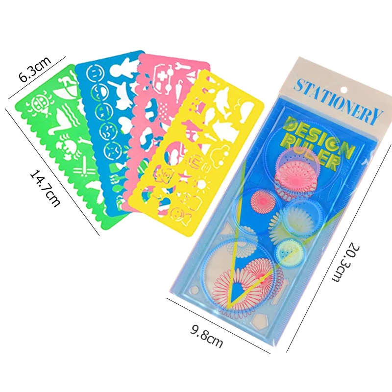 Modèles de peinture spirographe stylo à bille jouets de dessin pour enfants Puzzle art outil de bricolage multifonctionnel règle d'anniversaire TMZ: Rose