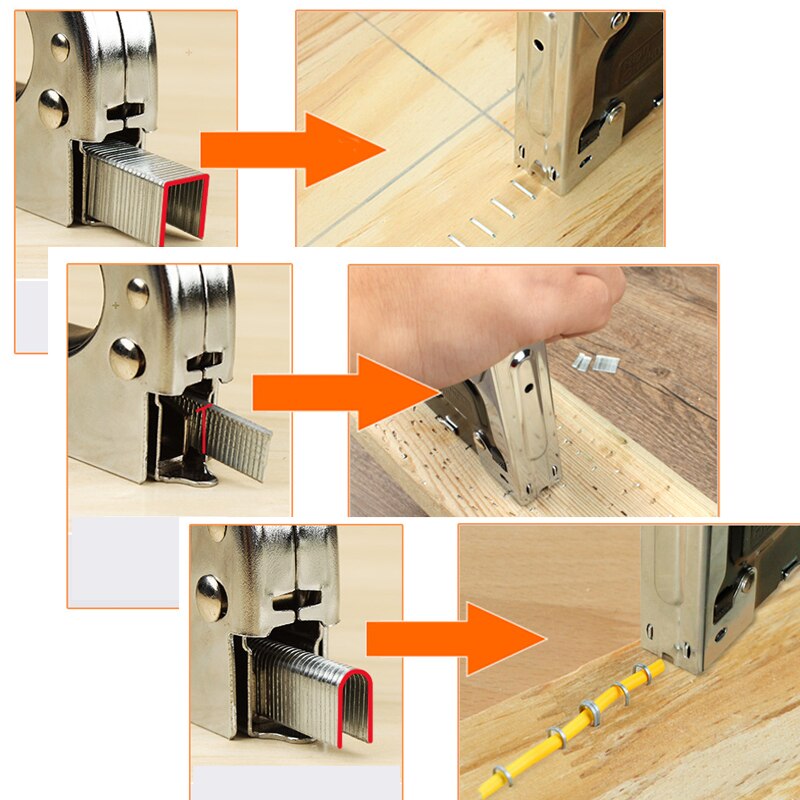 3 in 1 Stapler Nail Gun Staple Gun Nailer Furniture Tool Wood Frame Steel tape combination Stapler Stainless Hand Tools For Home