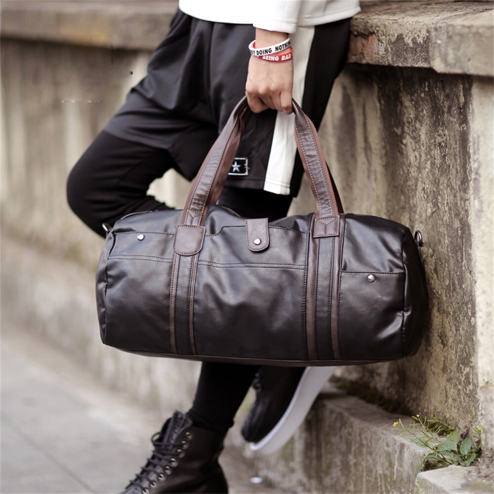 SPORTSHUB Soft PU Leather Men's Sport Bags Gym Bag Sports HandBag Fitness Bags Travel Case Workout Shoulder Bag SB0026