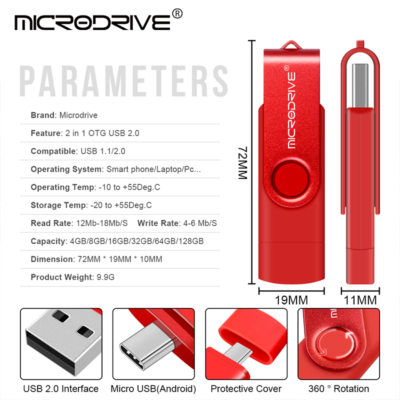 USB 2.0 TYPE C USB Flash Drive 128GB OTG 2 in 1 Pen Drive 64GB 32GB 16GB 8G USB Memory Stick U Disk Hoge Snelheid Rotatie Pendrive