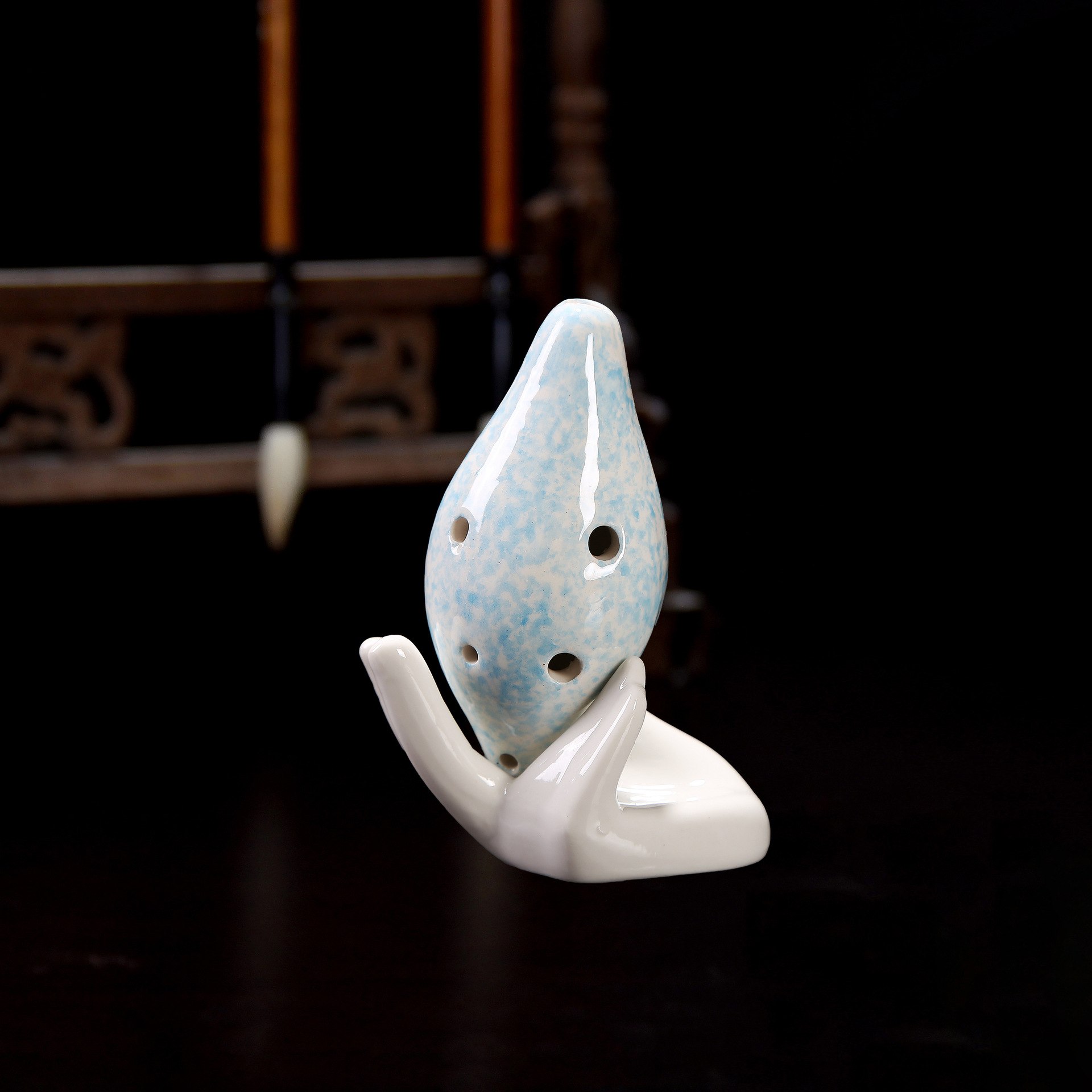 Ocarina Alto 6 Hole Cartoon Ocarina Student School Music Beginner: Blue