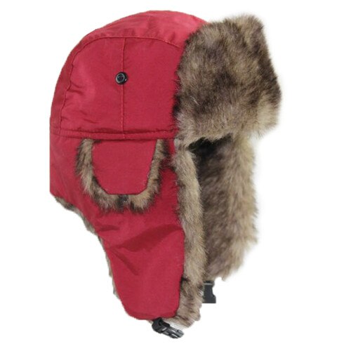 Brand Unisex Trapper Bomber Winter Warm Russian Trooper Ear FLAPS Winter Ski Hat Men Women Cap Bomber Hats: Red