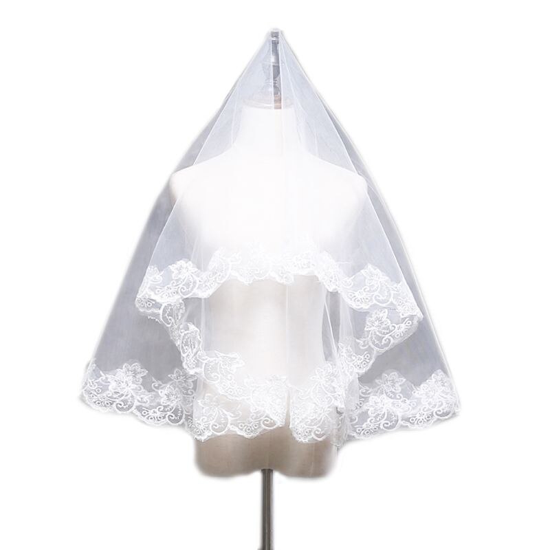 Voile de Tulle blanc Ultra Long, 1.5/2/3/5M, 1 couche, voile de mariage, large, brodé, Floral Hexagonal, bord appliqué, 1.5/2/3/5M