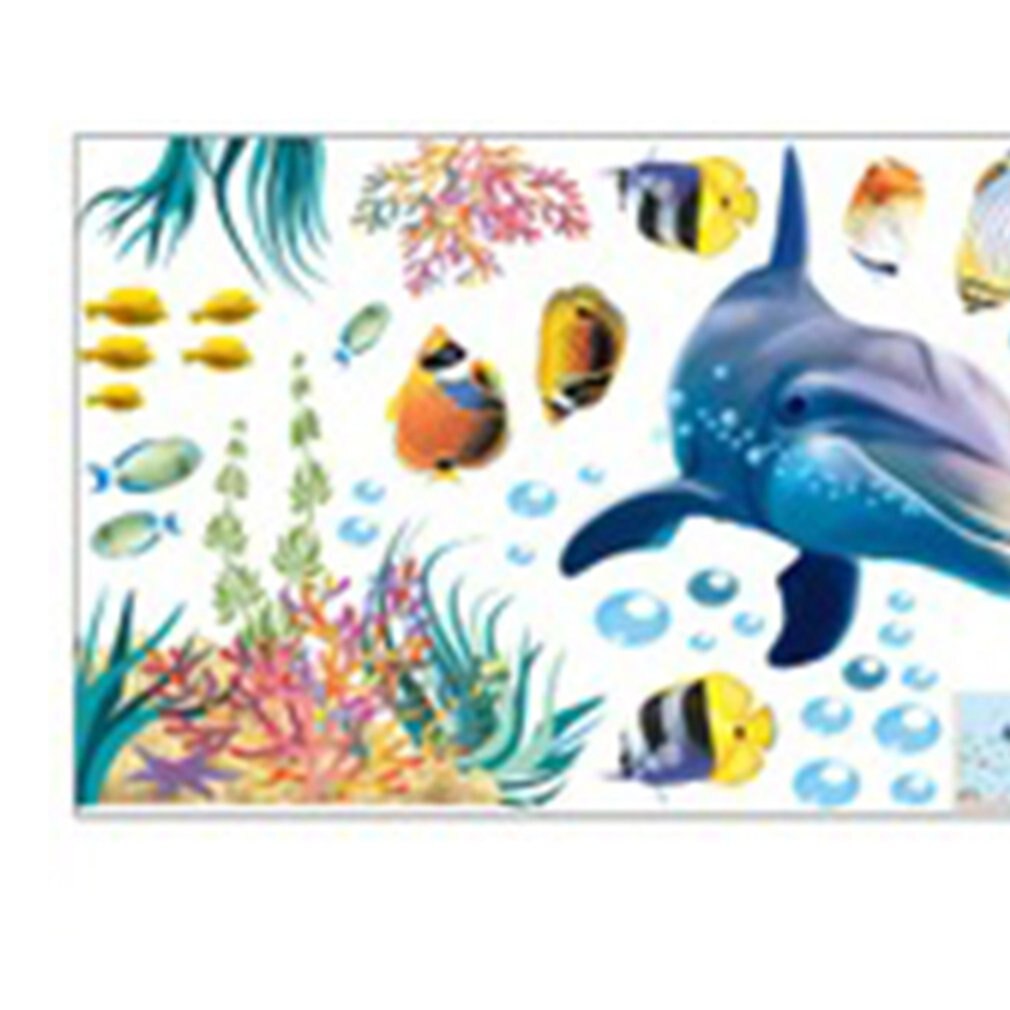 Waterproof bathroom kitchen wall sticker ocean deep water sea home decor stickers dolphin fish decorative decal mural