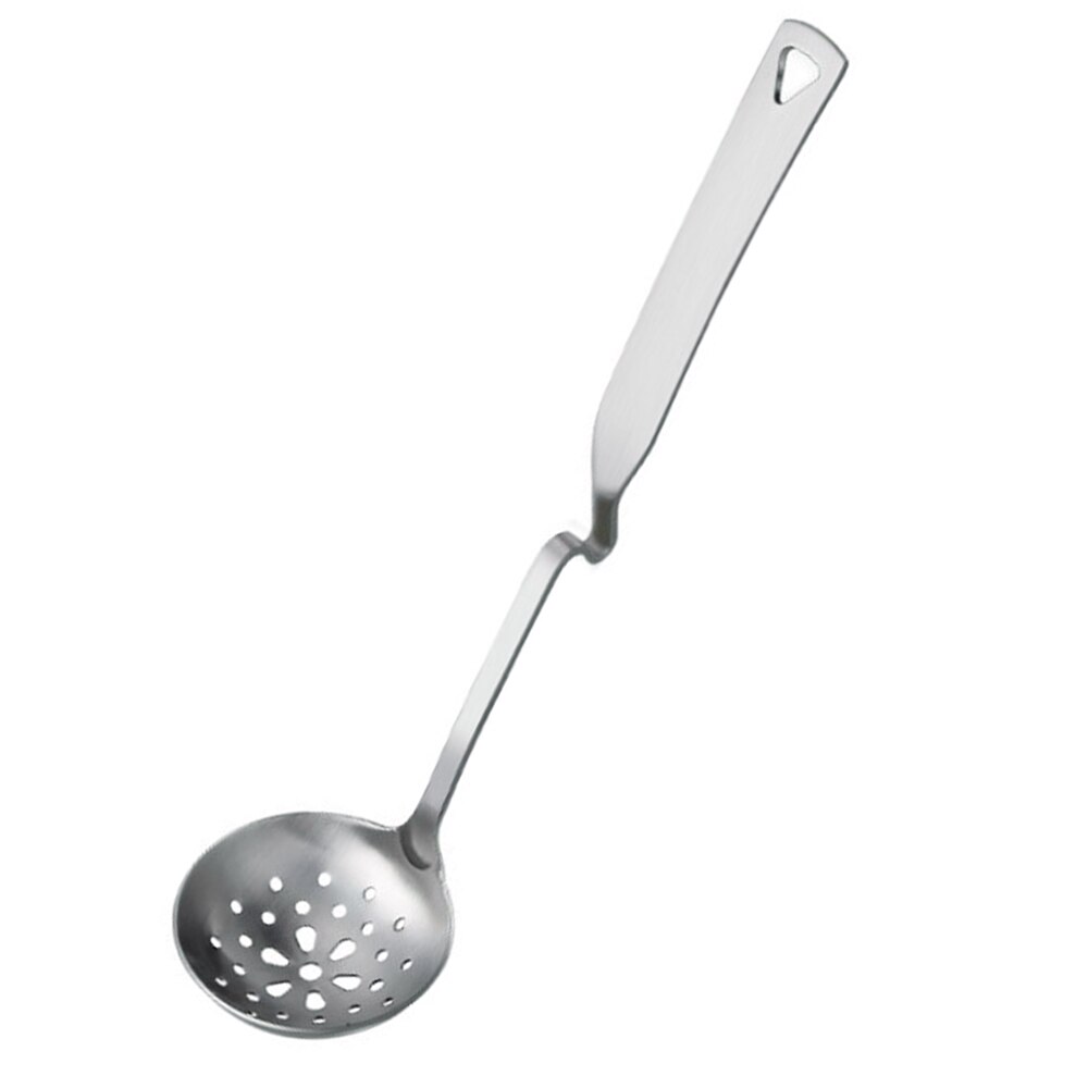 Stainless Steel Hanging Ladle with Unique Curved Handles pot soup spoon thickening Side Rest Ladle 13 inches: Small colander