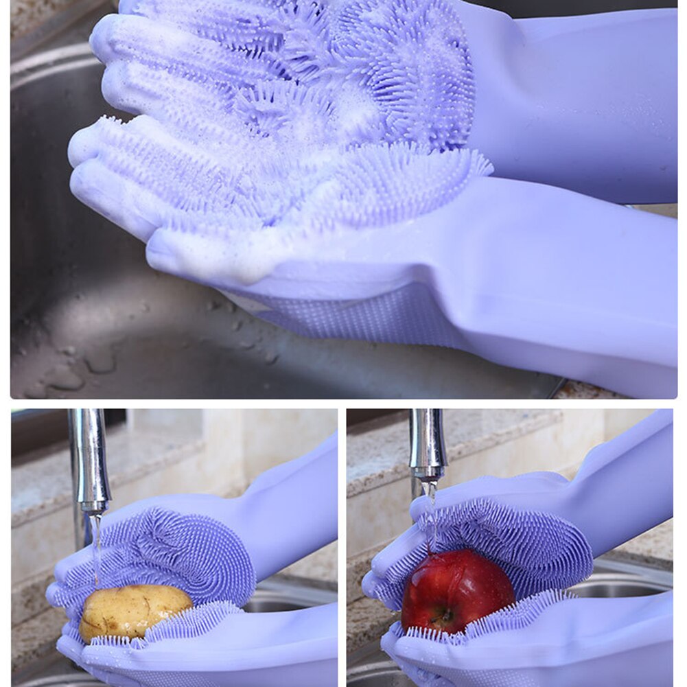 Hittebestendige Handschoenen Ruimtebesparend Afwasborstel Afwassen Scrubber Cleaning Silicone Handschoenen Voor Keuken Decoratie