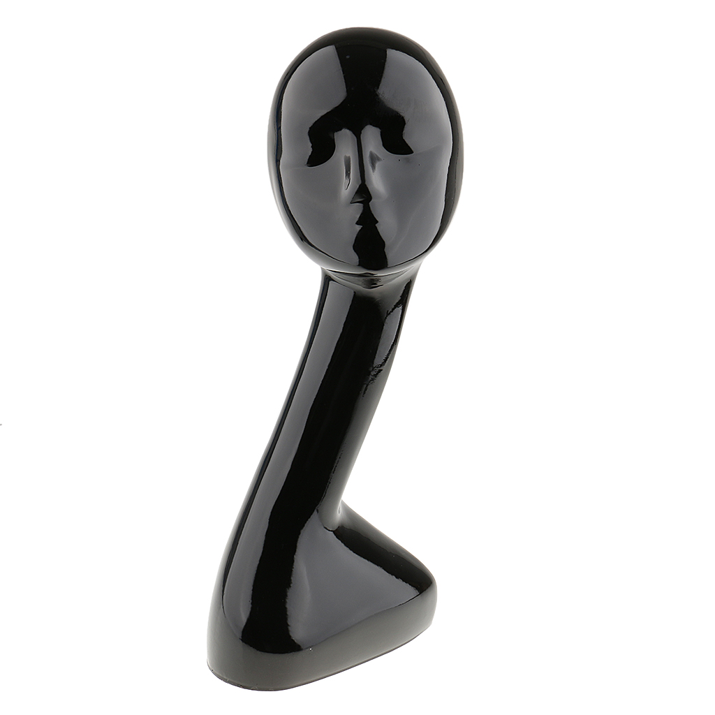 Painting Mannequin Model Long Neck Female Mannequin Head Wig Hair Hat Jewelry Salon Display Model Black for Home Decoration