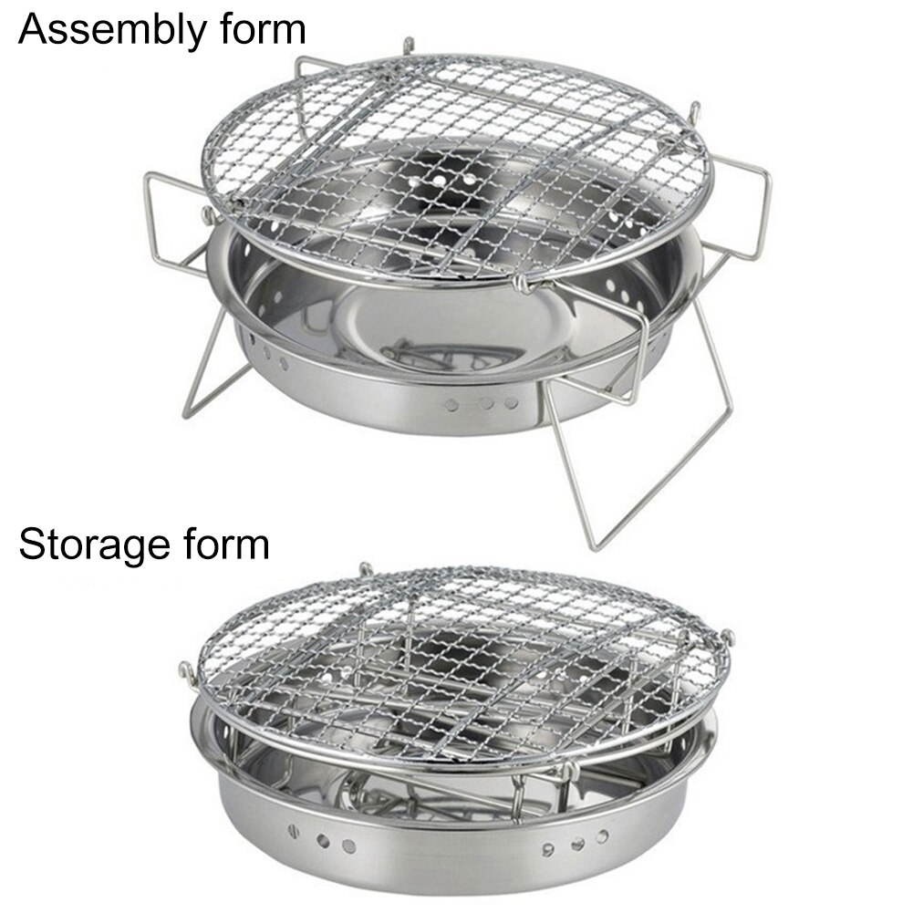 Portable Camping Barbecue Grill Stainless Steel Outdoor Charcoal Grill Set Outdoor Camping BBQ Picnic Tool Non-stick Surface