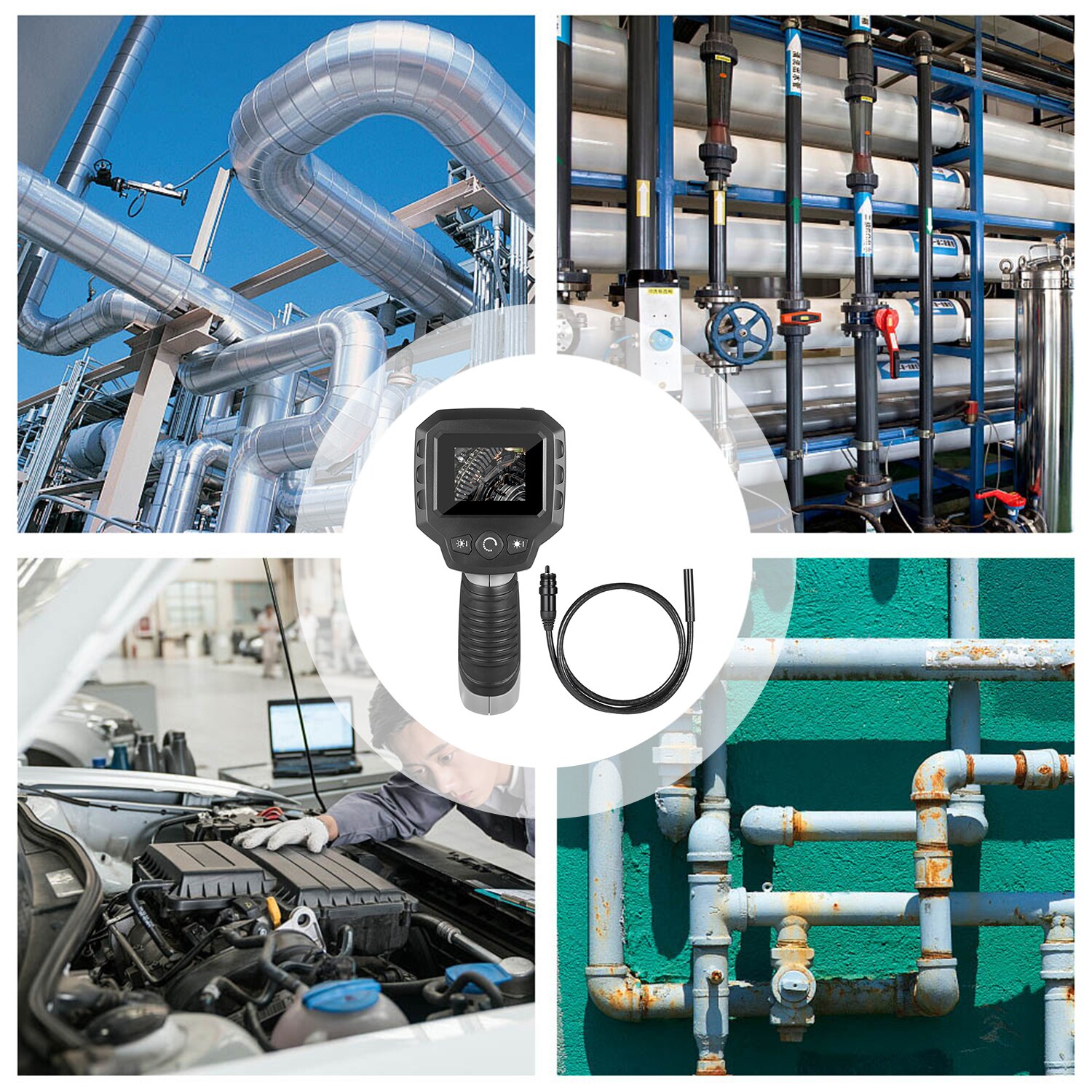 2.4" LCD Industrial Endoscope Borescope with 2.4-inch Screen 4 LED Lights Inspection Camera with 3.3ft Flexible Tube