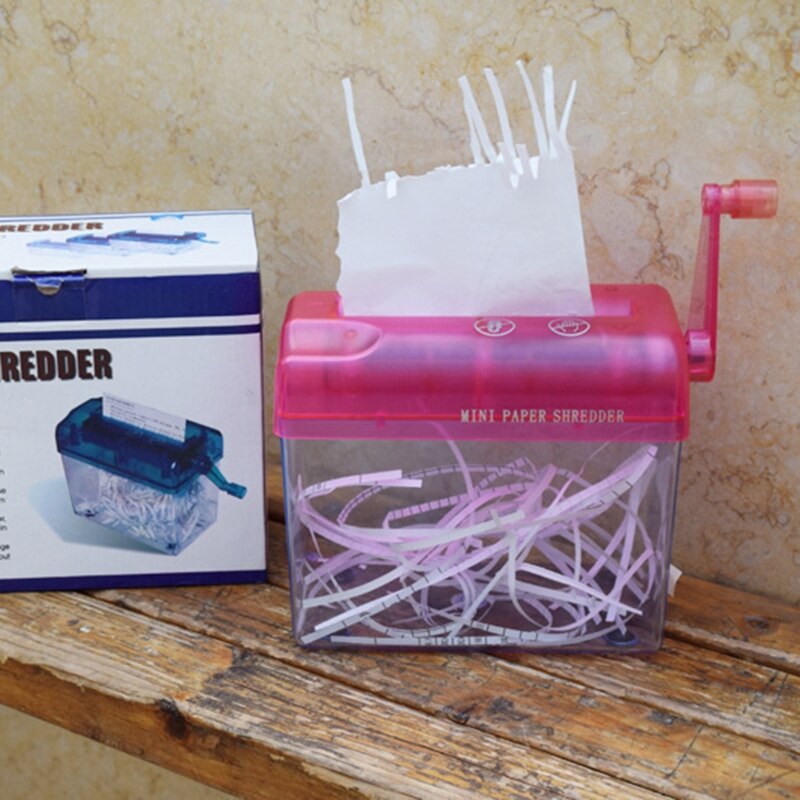 Portable Hand Shredder for A6 Paper Office Documents Bill Ticket Home Wase Invoice Manual Strip-cut Quiet Easy Operate: Pink