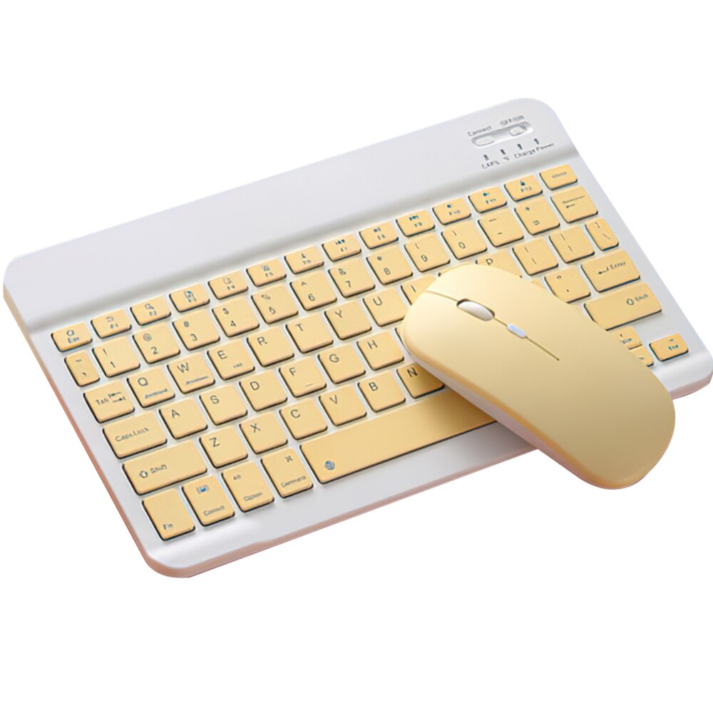 Mini-funktastatur + funkmaus-set für smartphones, tablets, ipads, bluetooth-tastatur und -maus für samsung, xiaomi und android-geräte: Gelb